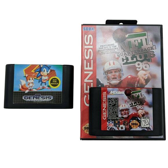 Sonic the Hedgehog 2 NFL Quarterback Club 96 Sega Genesis Video Game Lot - Picture 1 of 9